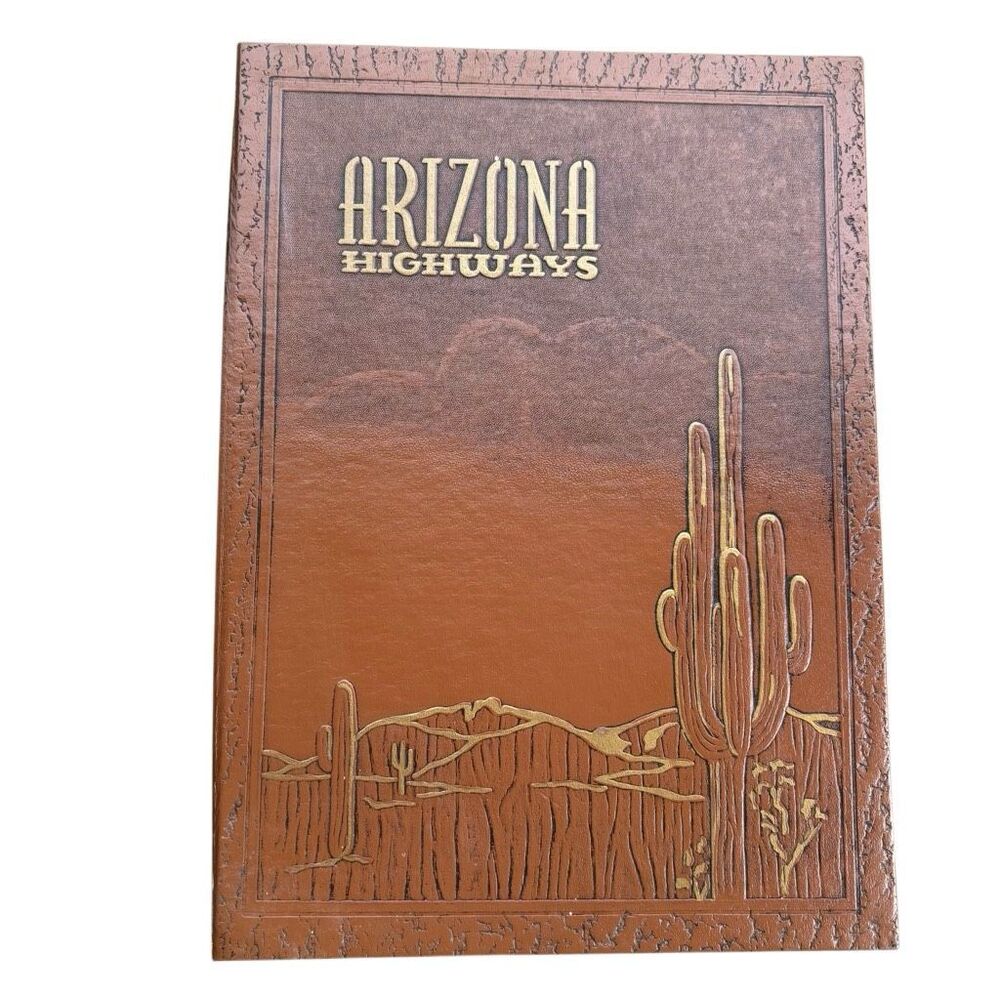 Vintage Arizona Highways Magazine Binder Holder Brown Embossed Cactus Hardcover